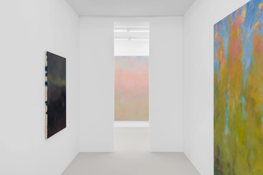 Lewis Brander: East and West (installation view). L-R: ‘Vincent Terrace’ (2021-25), London Light (2023-25), Copse (2024-25)